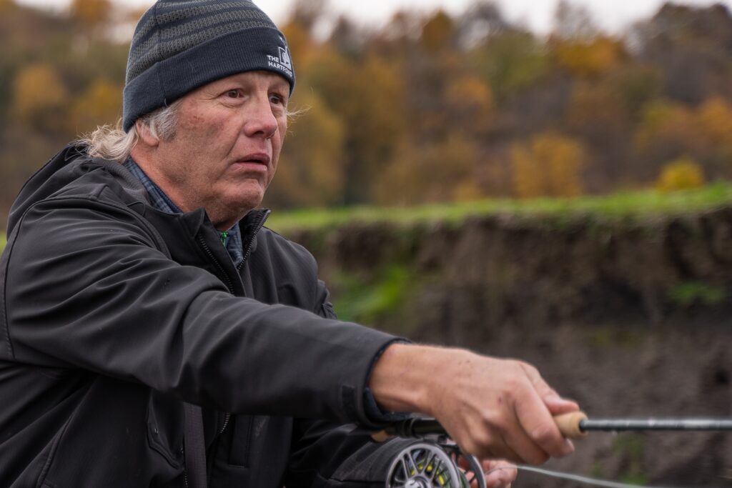 Dave Knapp casting a fishing reel