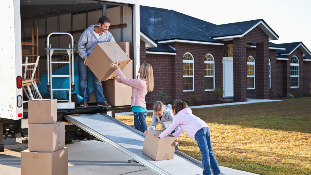 Family moving boxes